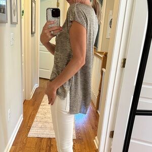 Zara Metallic Knit Short Sleeve Top